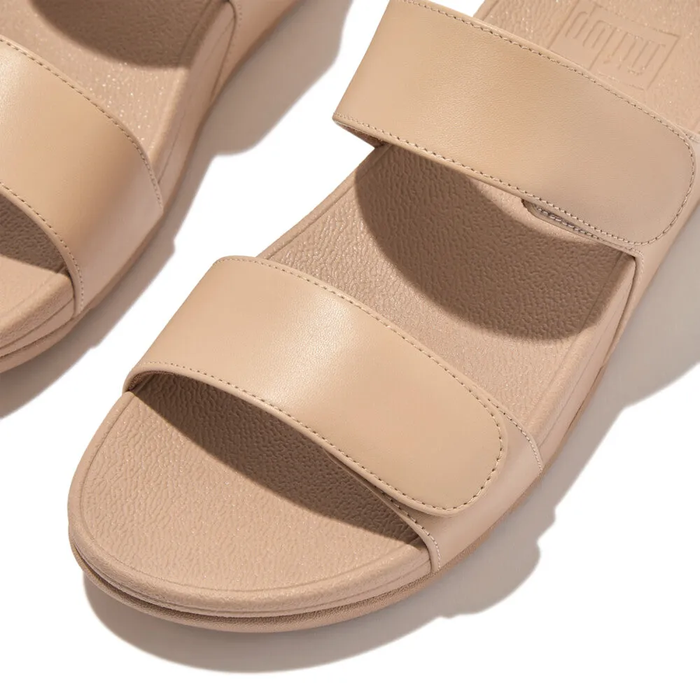 Fitflop Lulu Leather Velcro Adjustable Slide Beige