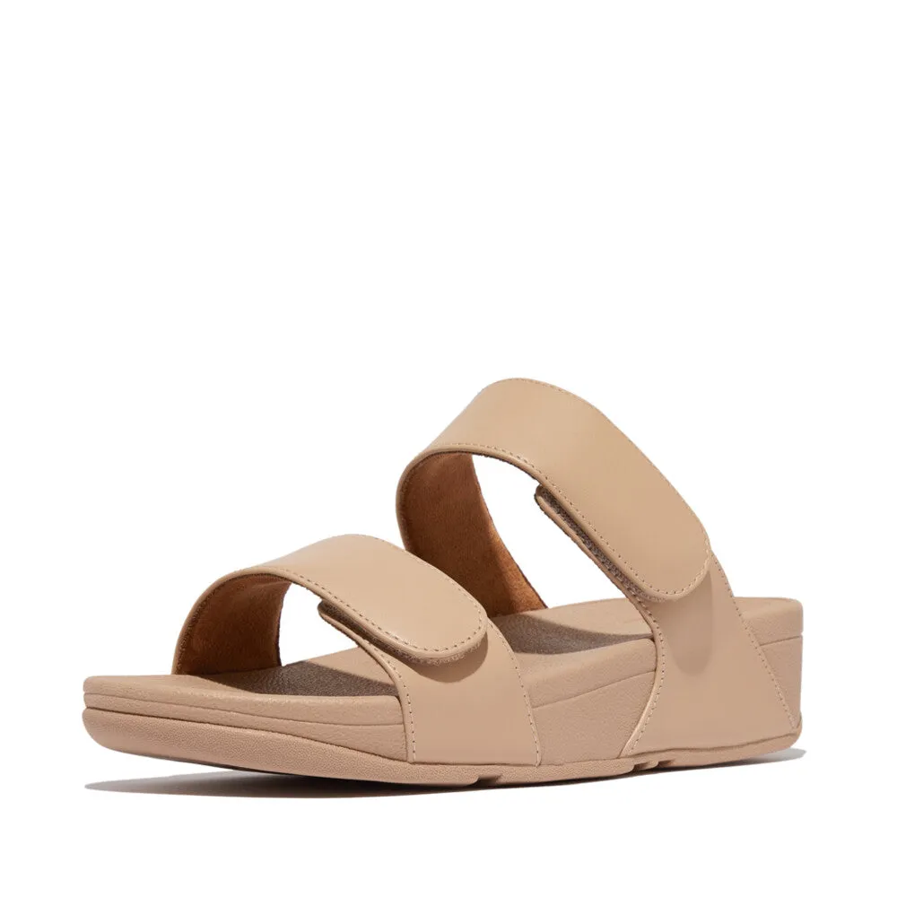 Fitflop Lulu Leather Velcro Adjustable Slide Beige