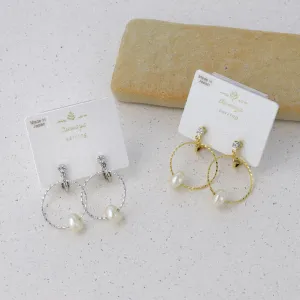 Flat Pearl Front Hoop Clip Ons