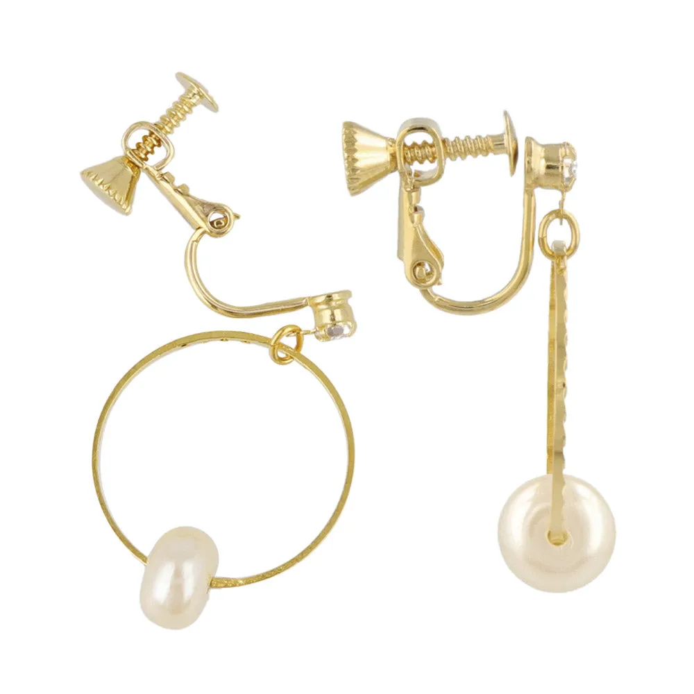 Flat Pearl Front Hoop Clip Ons