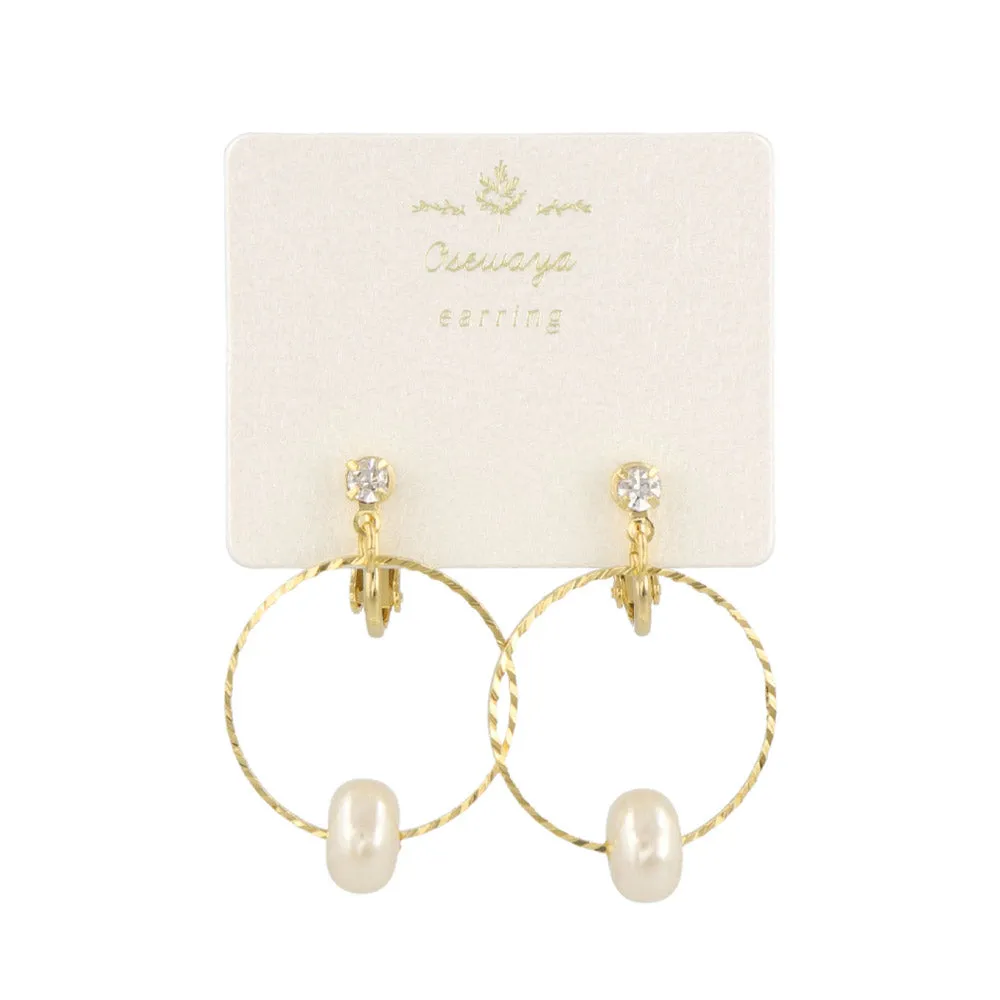 Flat Pearl Front Hoop Clip Ons