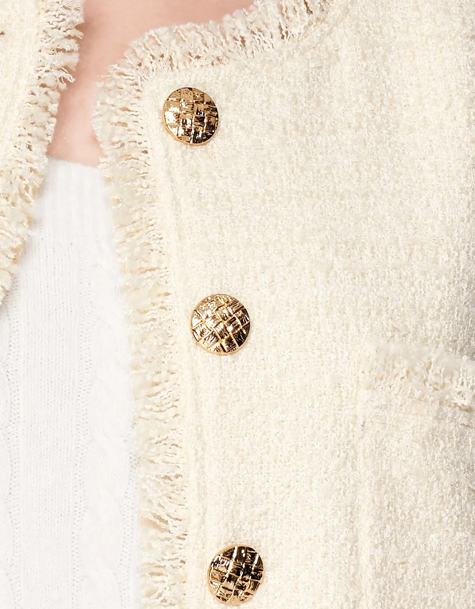 Fringe Trim Tweed Jacket