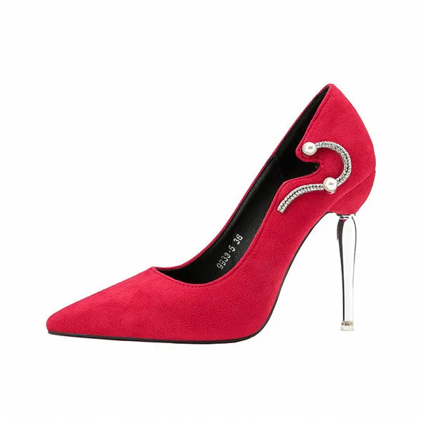 Graceful Suede Closed Toe Prom Shoes With Rhinestones PS003