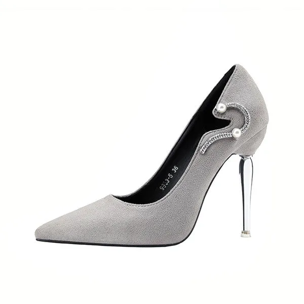 Graceful Suede Closed Toe Prom Shoes With Rhinestones PS003