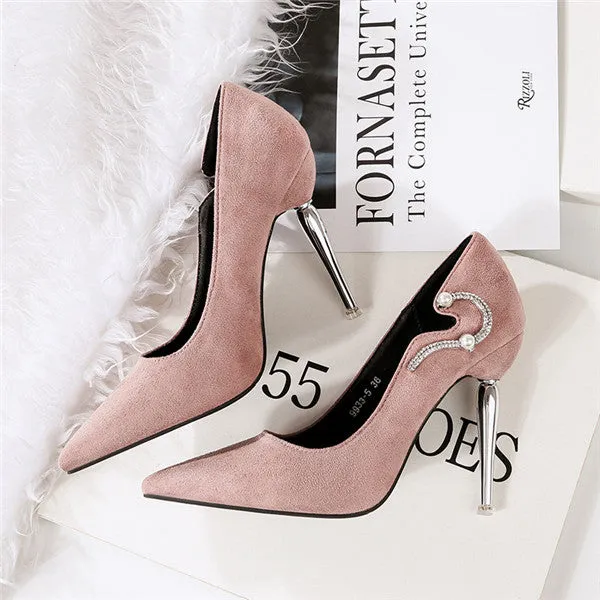 Graceful Suede Closed Toe Prom Shoes With Rhinestones PS003