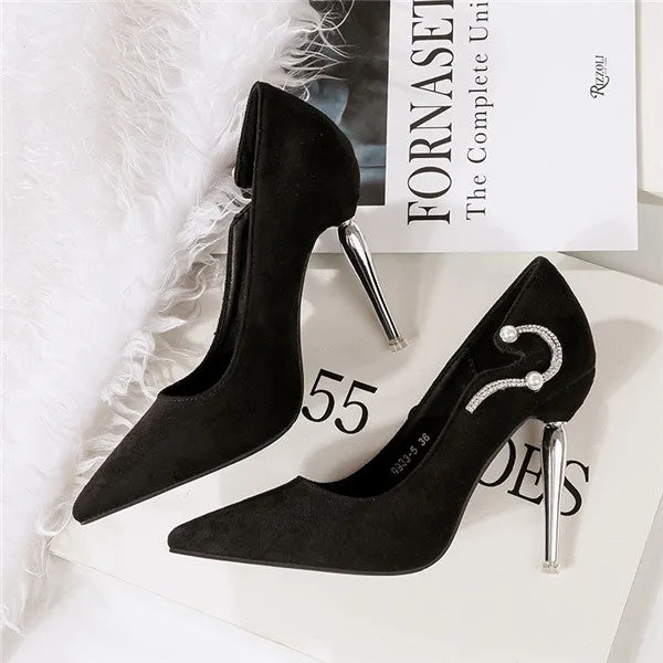 Graceful Suede Closed Toe Prom Shoes With Rhinestones PS003