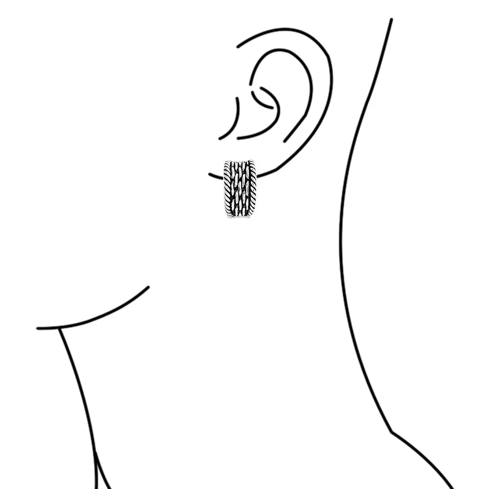 Grooved Twisted Rope Half Hoop Clip-On Earrings Non-Pierced GoldSilver Plated