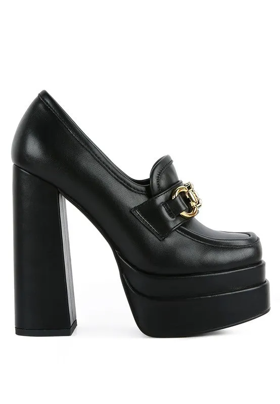 High Block Heeled Platform Jewel Loafers