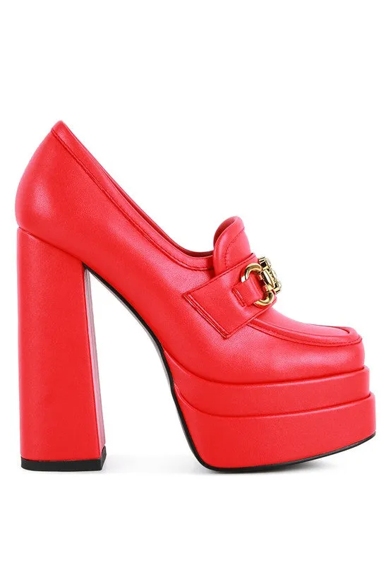High Block Heeled Platform Jewel Loafers