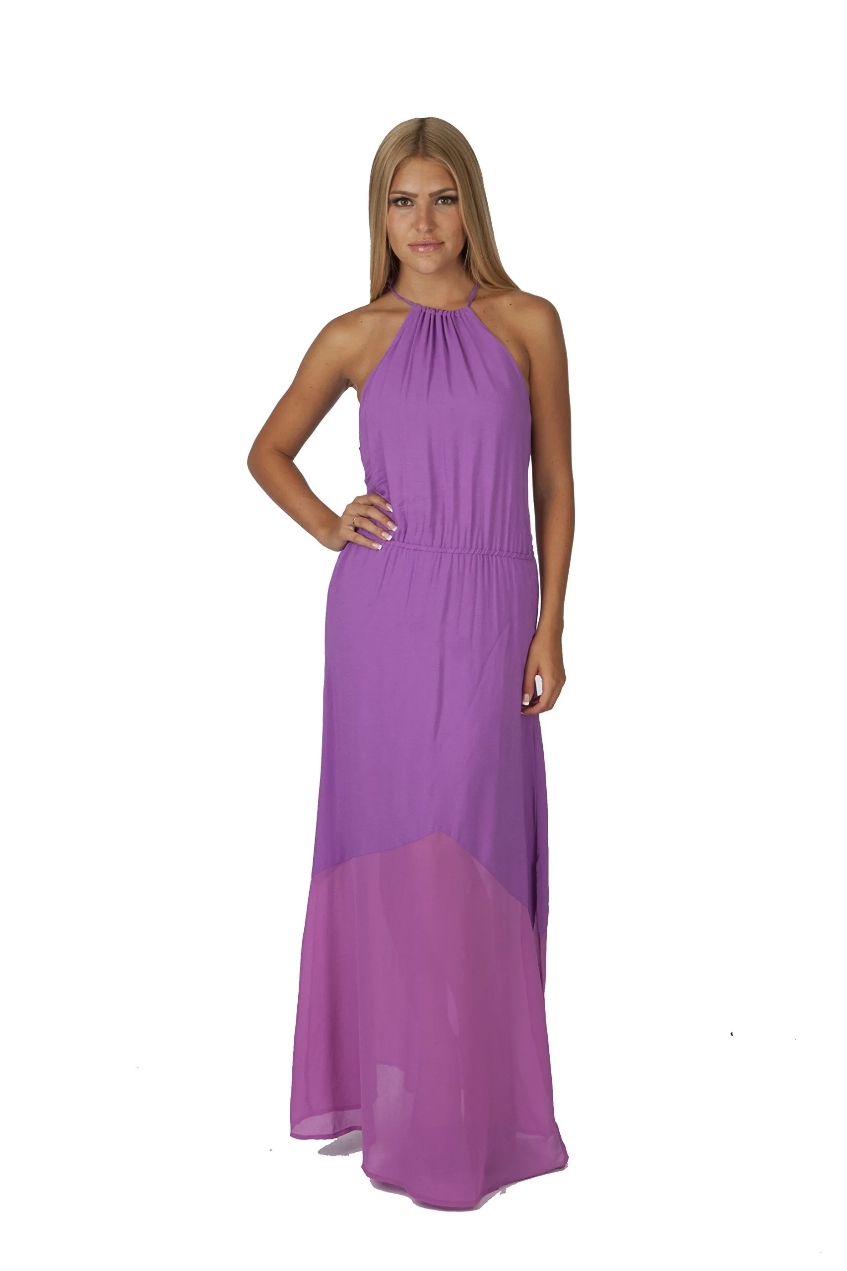 Hollywood Star Fashion High-Neck Halter Maxi Dress