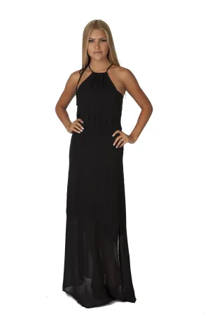 Hollywood Star Fashion High-Neck Halter Maxi Dress