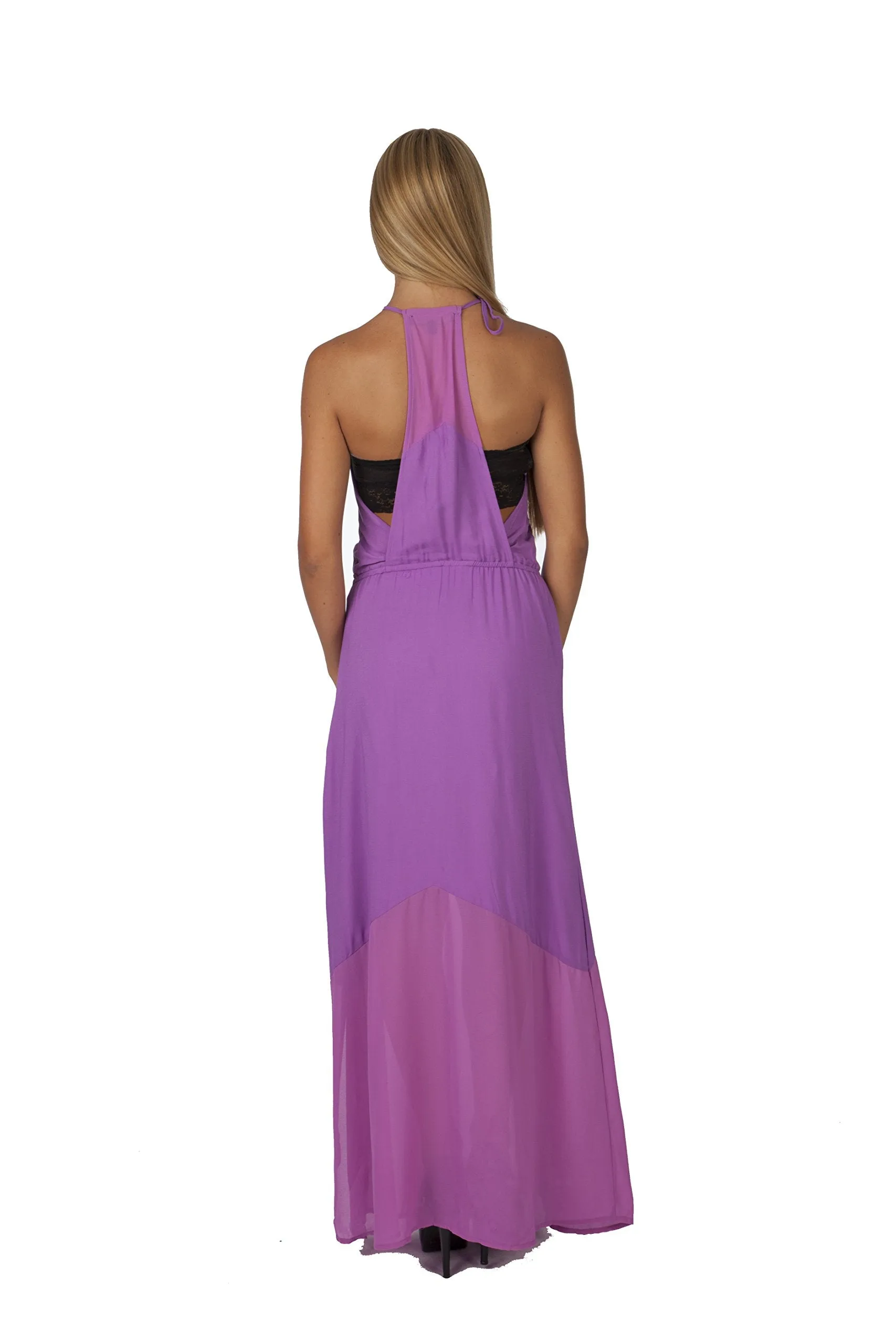 Hollywood Star Fashion High-Neck Halter Maxi Dress