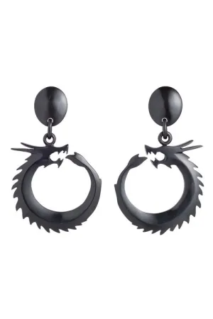 Horn Dragon Pendant Clip Earrings