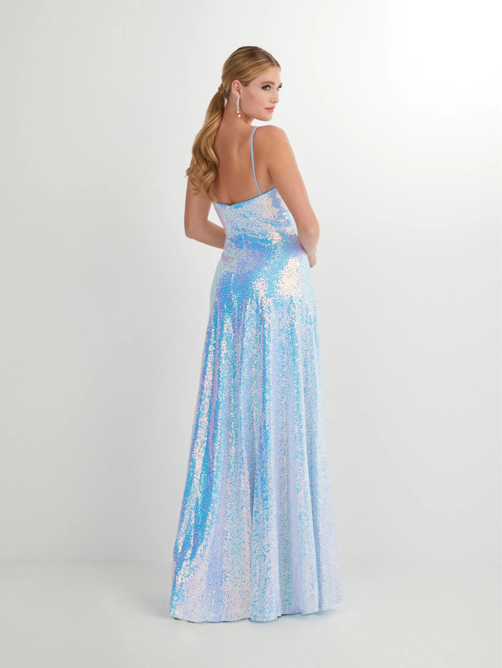 Iridescent Sequin Sleeveless A-line Gown by Studio 17 12915