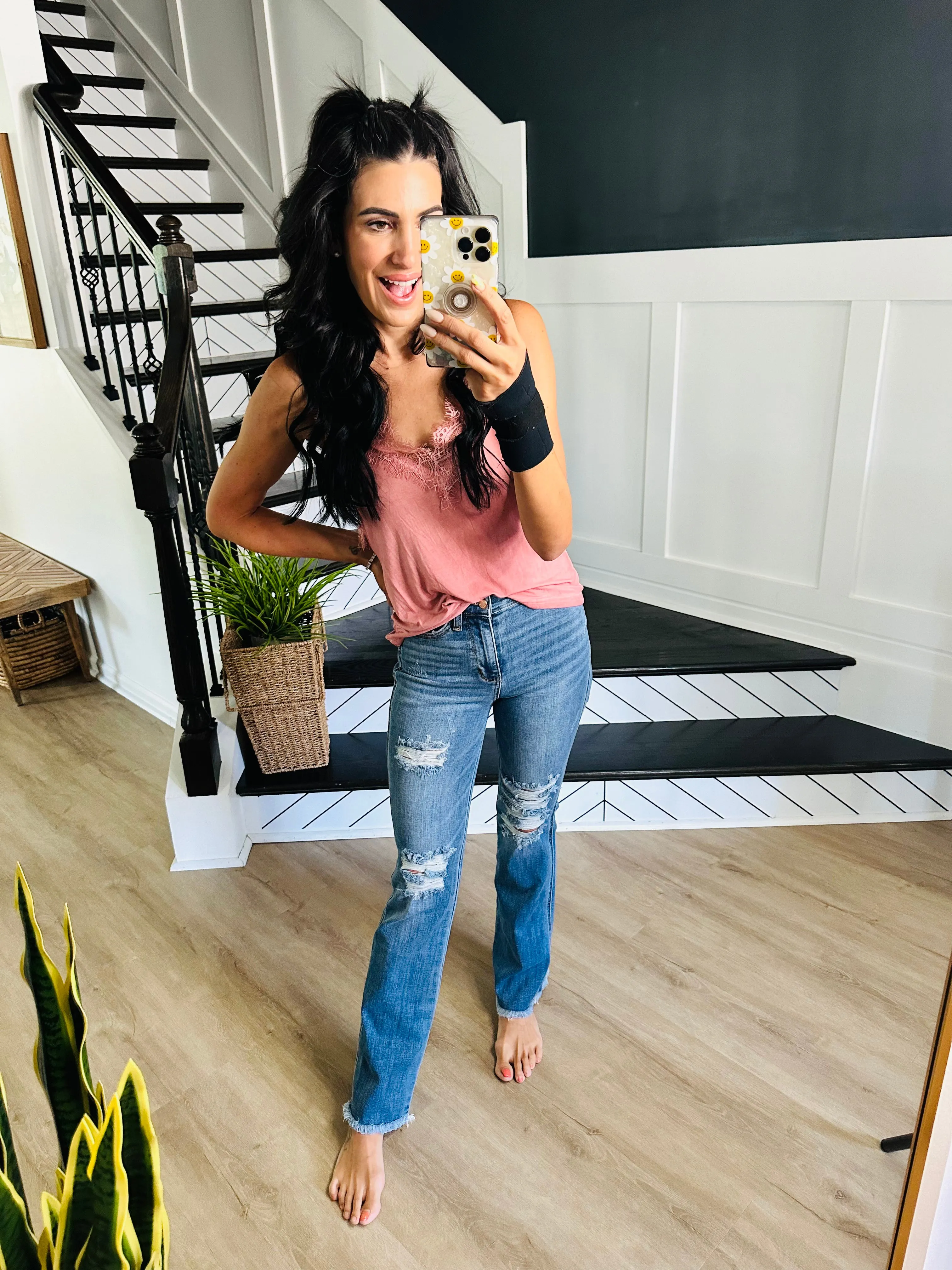 Judy Blue Full Size Distressed Raw Hem Bootcut Jeans