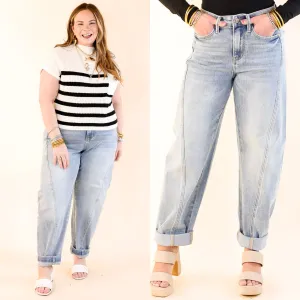 Judy Blue | Hottest Trend Barrel Jean with Side Panel in Medium Wash