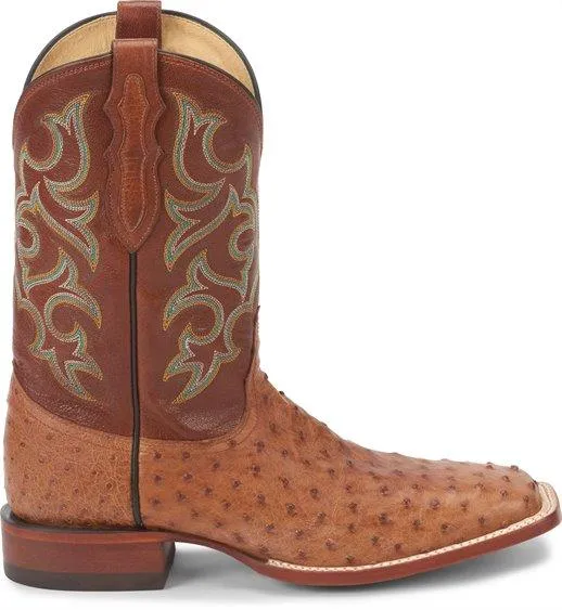 Justin Men's Exotic Truman Cognac Full Quill Ostrich Cowboy Boots 8516