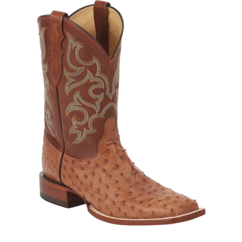 Justin Men's Exotic Truman Cognac Full Quill Ostrich Cowboy Boots 8516