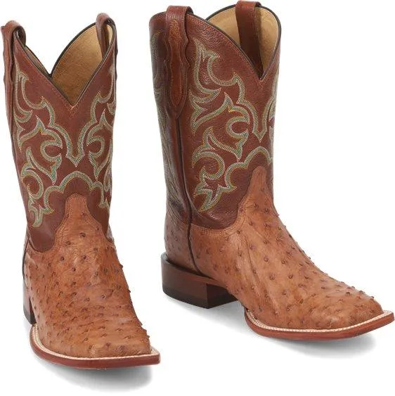Justin Men's Exotic Truman Cognac Full Quill Ostrich Cowboy Boots 8516