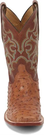 Justin Men's Exotic Truman Cognac Full Quill Ostrich Cowboy Boots 8516