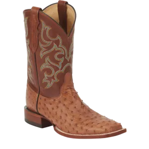 Justin Men's Exotic Truman Cognac Full Quill Ostrich Cowboy Boots 8516
