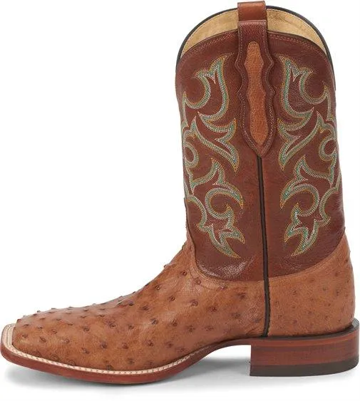 Justin Men's Exotic Truman Cognac Full Quill Ostrich Cowboy Boots 8516