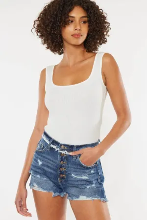 Kan Can USA Distressed Button Fly Denim Shorts Style #:KC7942D