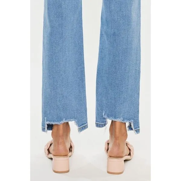 Kancan High Waist Raw Hem Straight Jeans