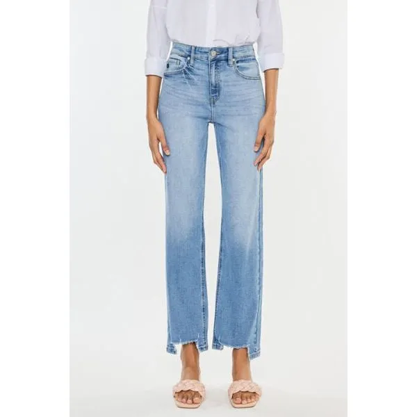 Kancan High Waist Raw Hem Straight Jeans