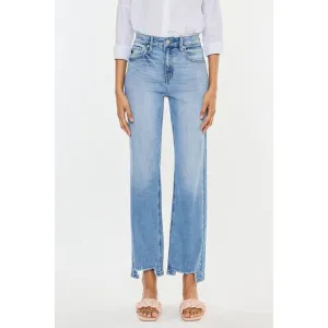 Kancan High Waist Raw Hem Straight Jeans