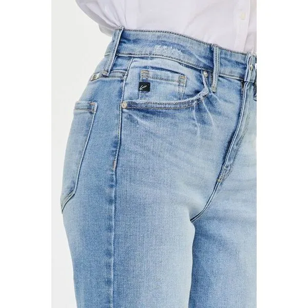 Kancan High Waist Raw Hem Straight Jeans