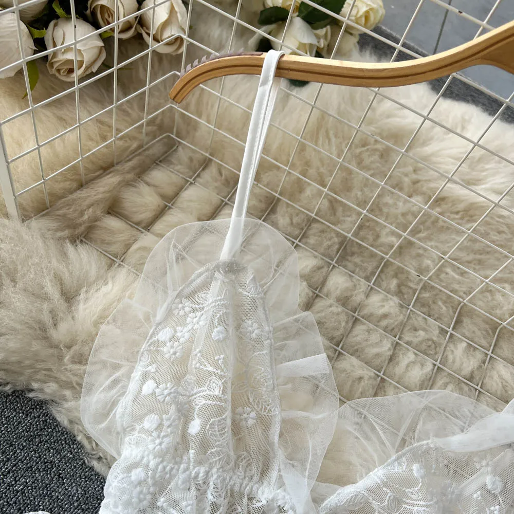 Lace Embroidered See-through Slip Dress