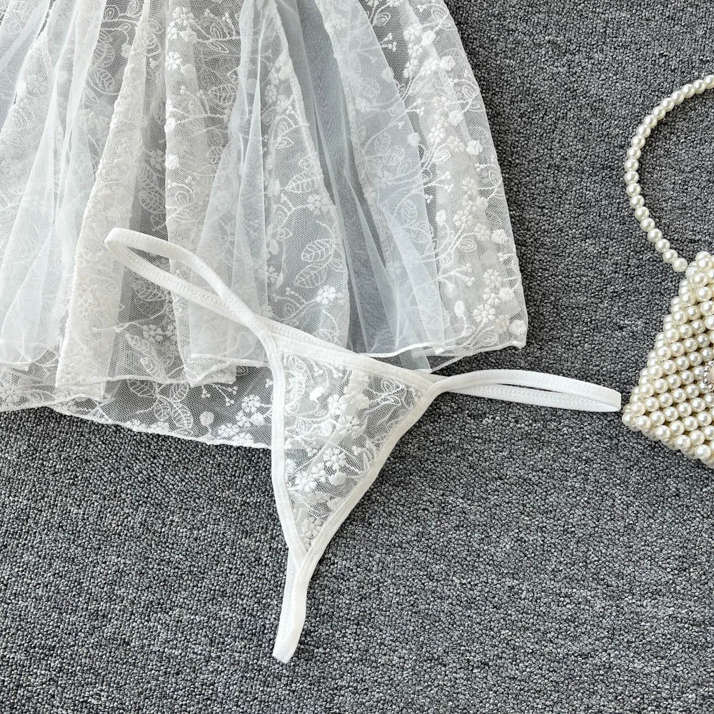 Lace Embroidered See-through Slip Dress
