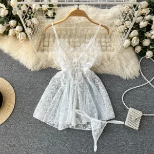 Lace Embroidered See-through Slip Dress