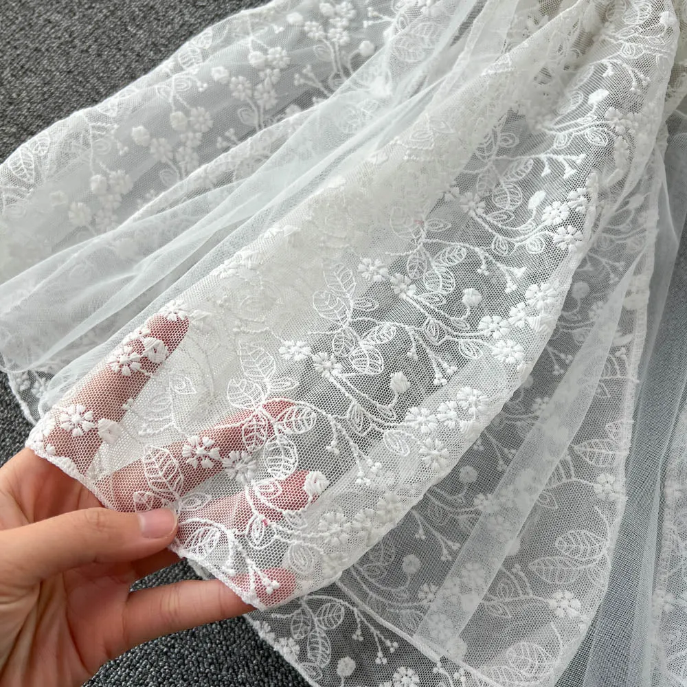 Lace Embroidered See-through Slip Dress