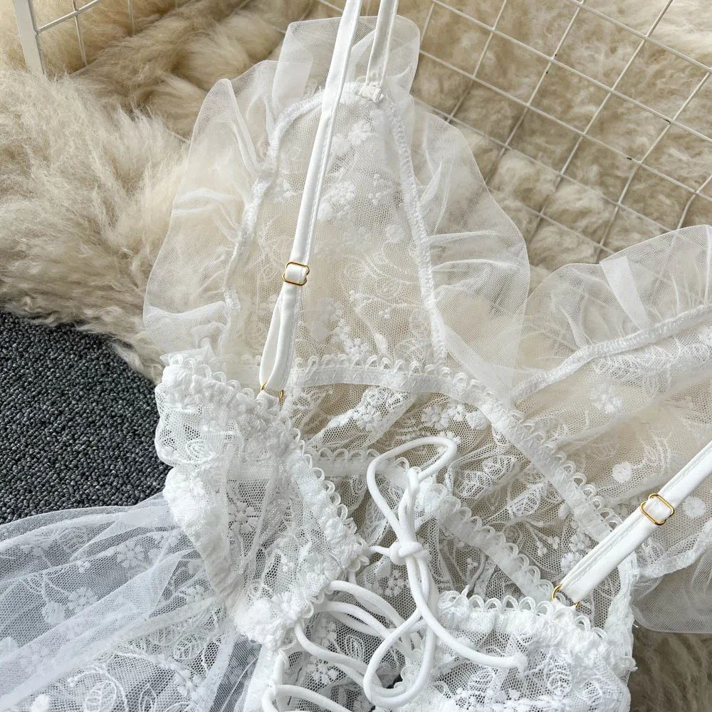 Lace Embroidered See-through Slip Dress