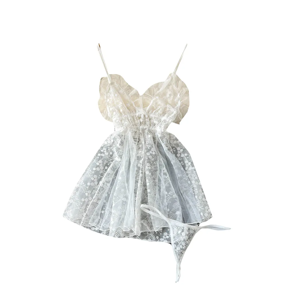 Lace Embroidered See-through Slip Dress