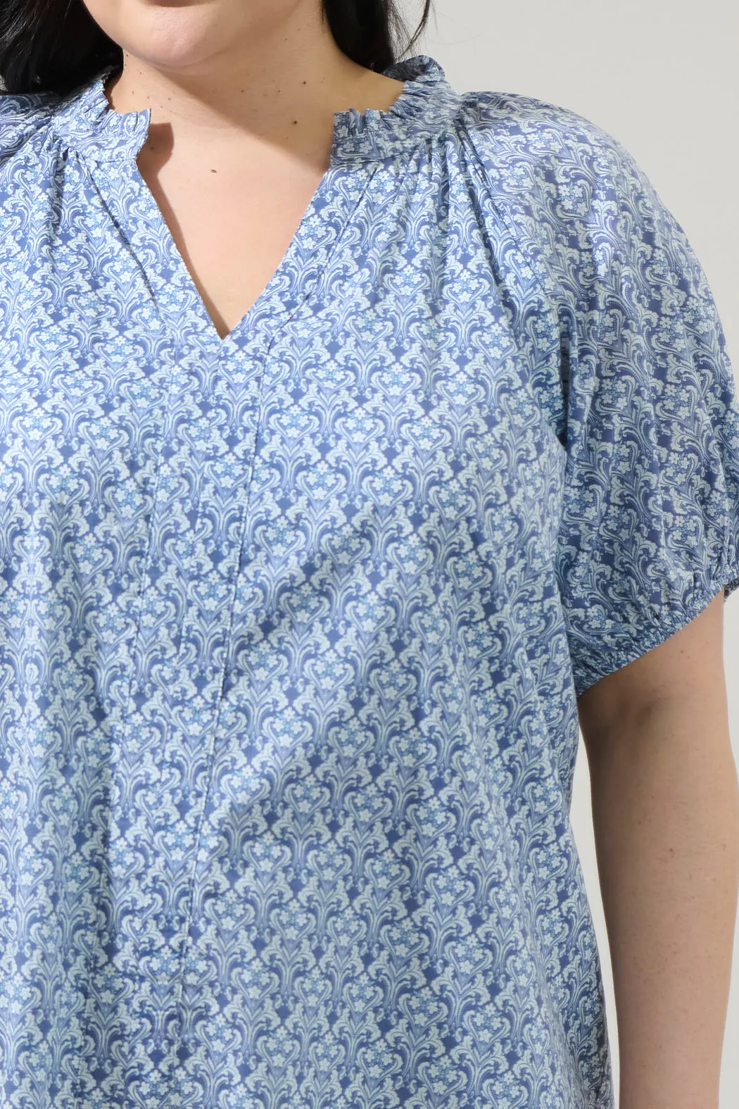 Lena Floral Split Neck Top Curve