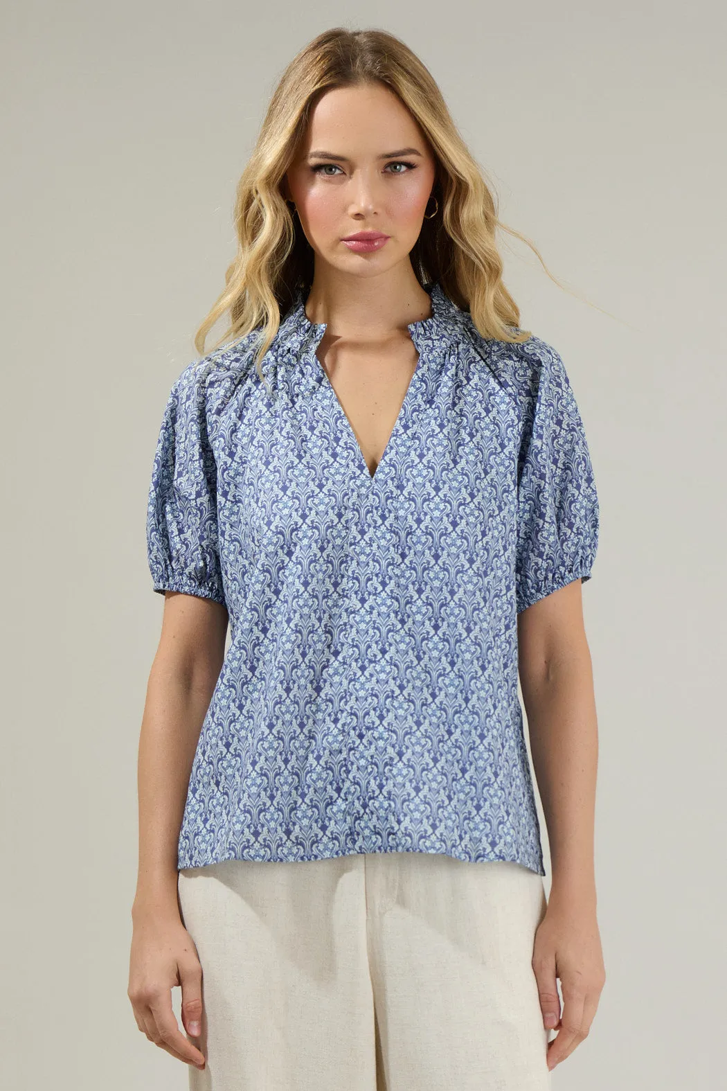 Lena Floral Split Neck Top
