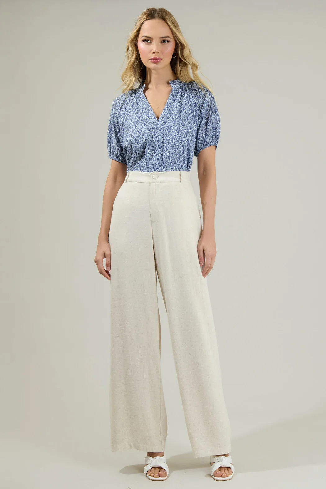 Lena Floral Split Neck Top