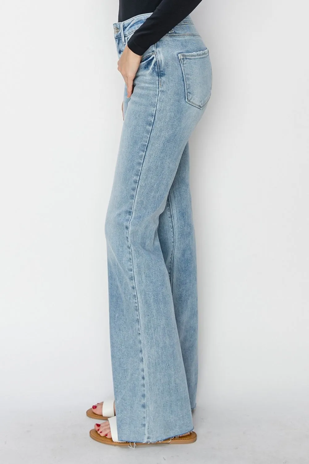 Lily High Rise Raw Cut Hem Bootcut Jeans