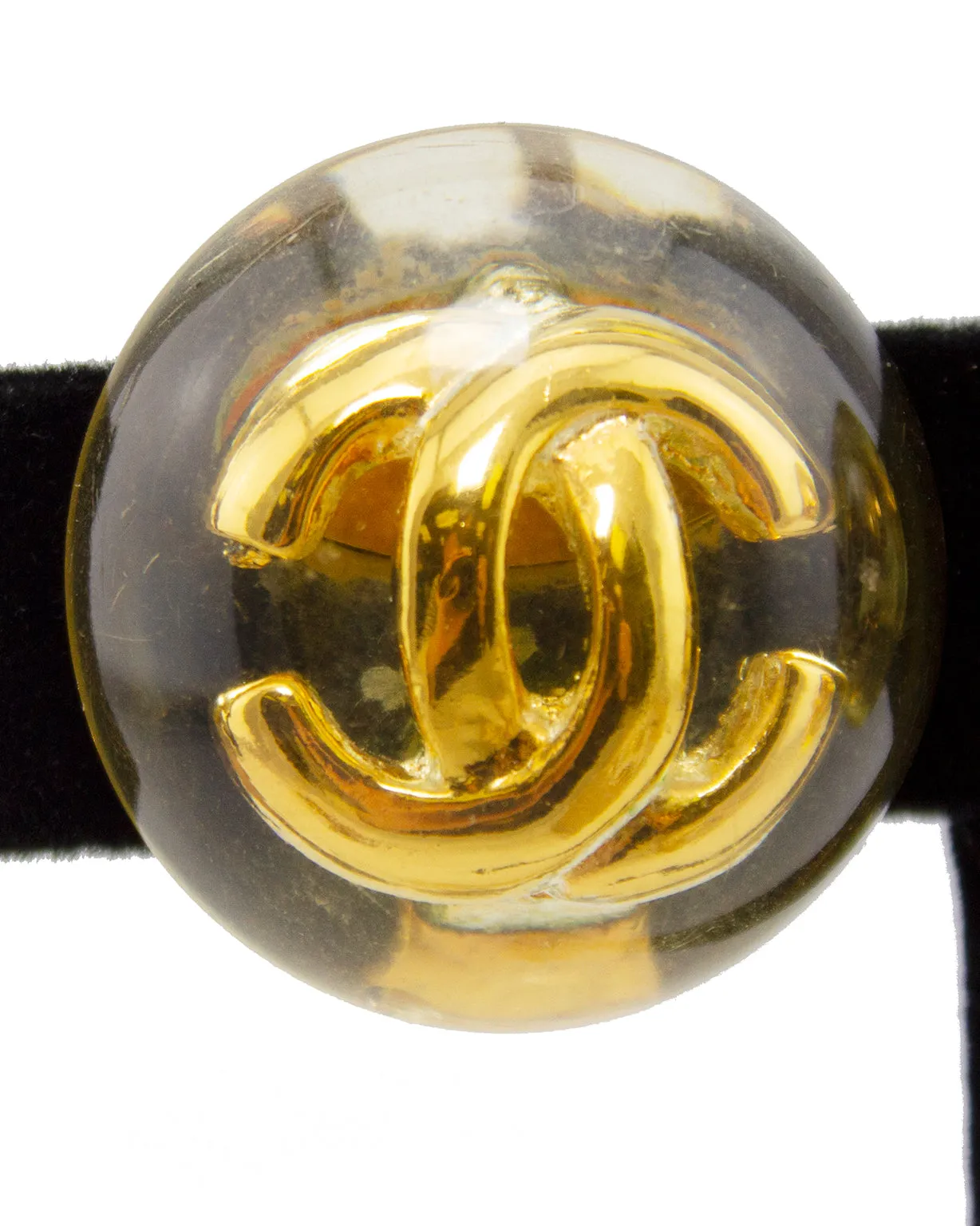 Lucite Clip Earrings With Gold CC Logo