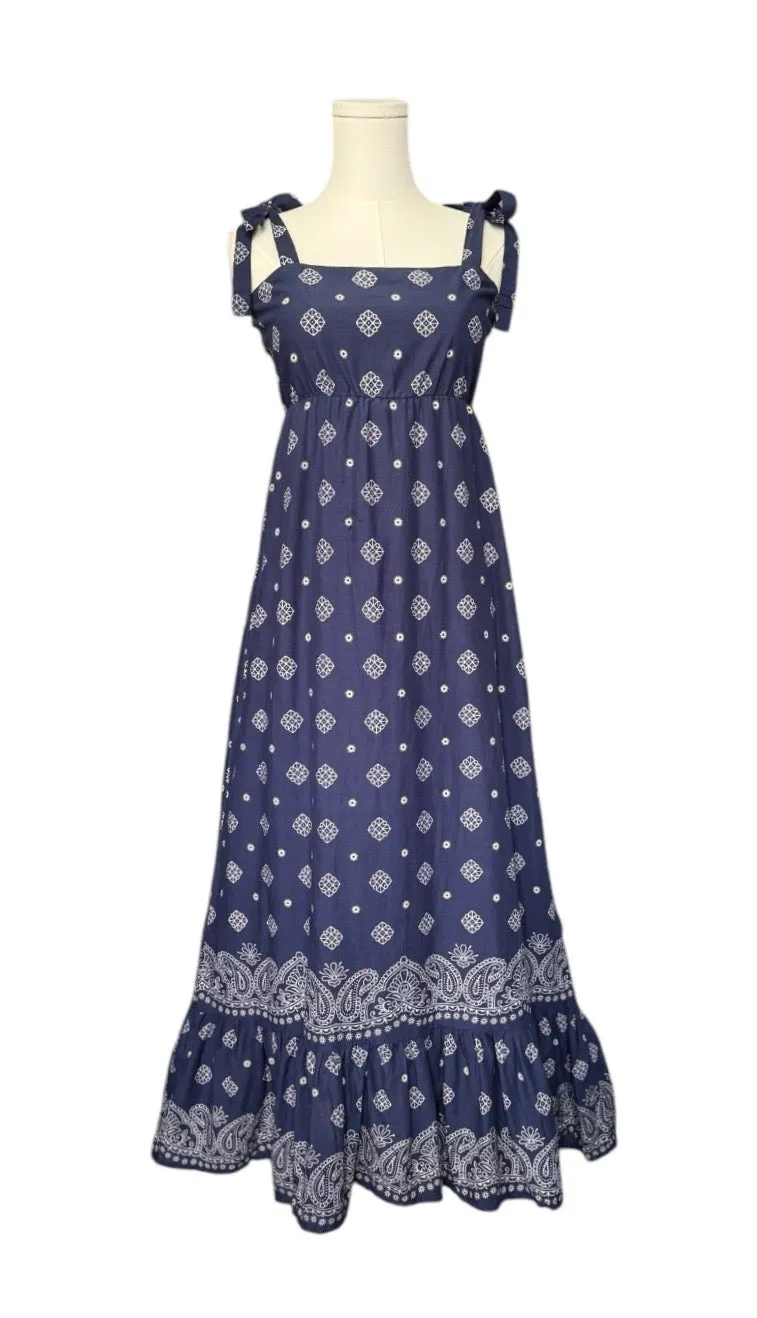 Lucy Maxi Dress Navy Bandana