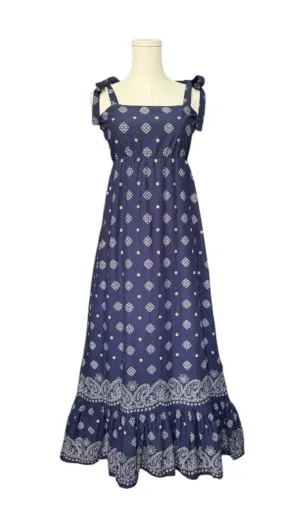 Lucy Maxi Dress Navy Bandana