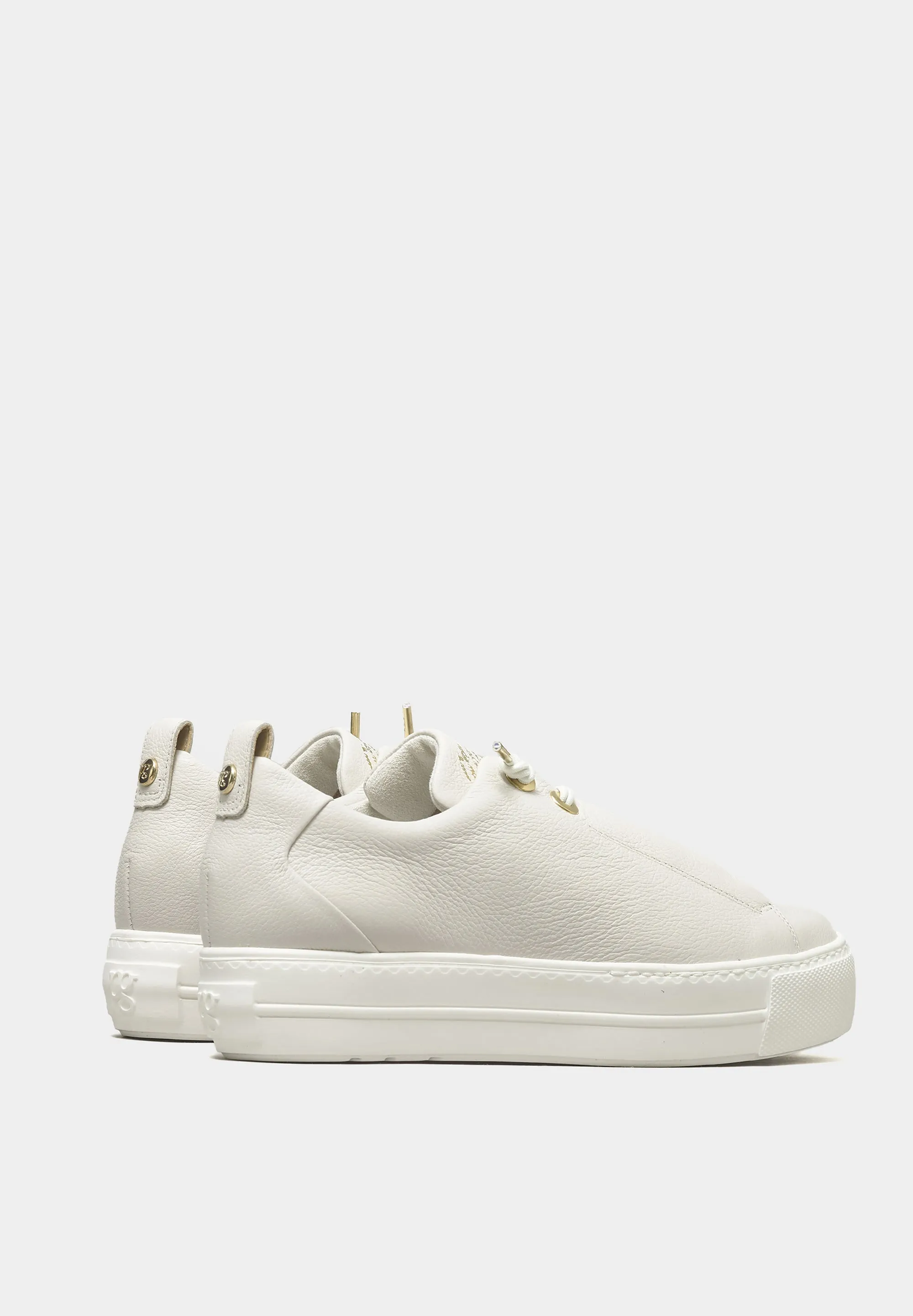 Maincalf 5017 Trainers Ivory & Gold Leather