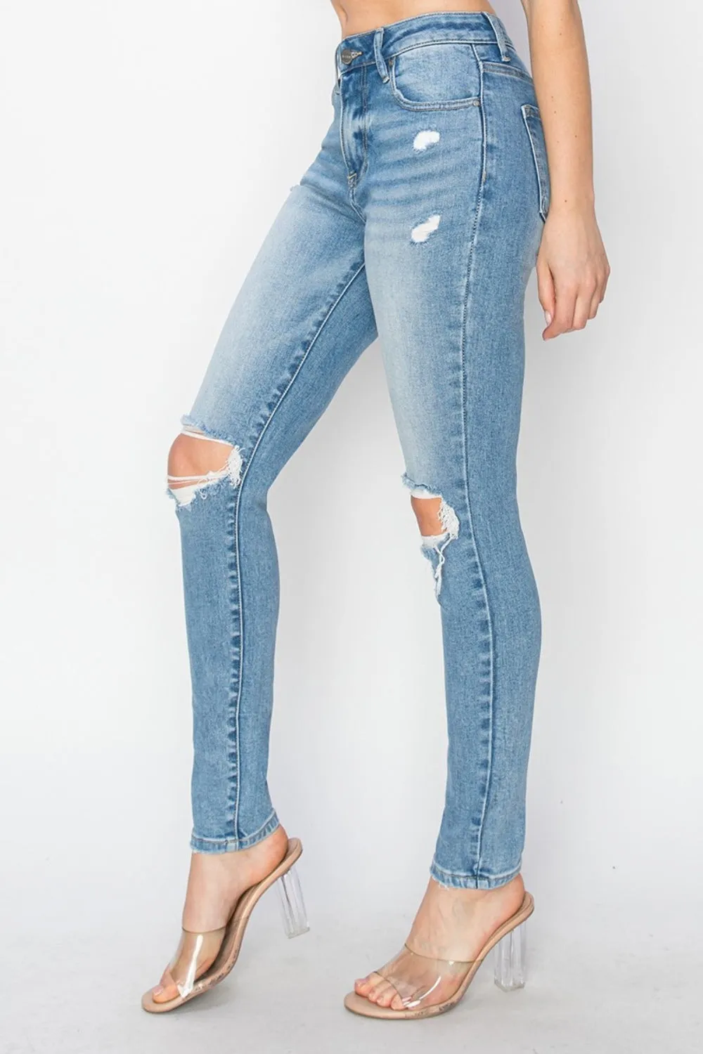 Margot RISEN High Rise Knee Distressed Skinny Jeans