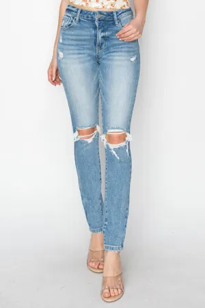 Margot RISEN High Rise Knee Distressed Skinny Jeans