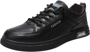 Men Slip on Walking Shoes Comfortable PU Leather Memory Foam Breathable Fashion Sneakers Non Slip Arch Support Cushioning Workout Tennis Shoes Wide Width