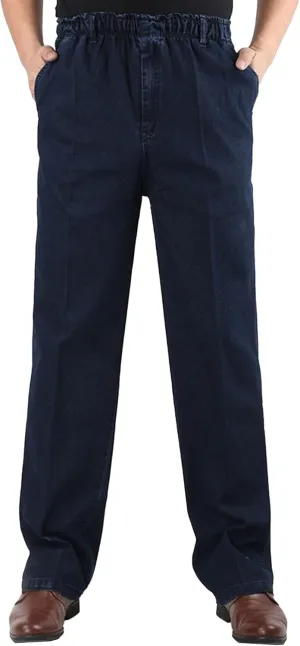 Men's Casual Straight Wide Leg Jeans Slim Fit Classic Elastic Waist Stretch Denim Pants Stylish Pants for Men