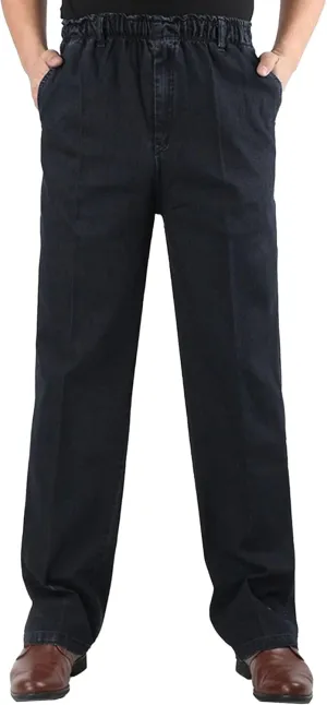 Men's Casual Straight Wide Leg Jeans Slim Fit Classic Elastic Waist Stretch Denim Pants Stylish Pants for Men